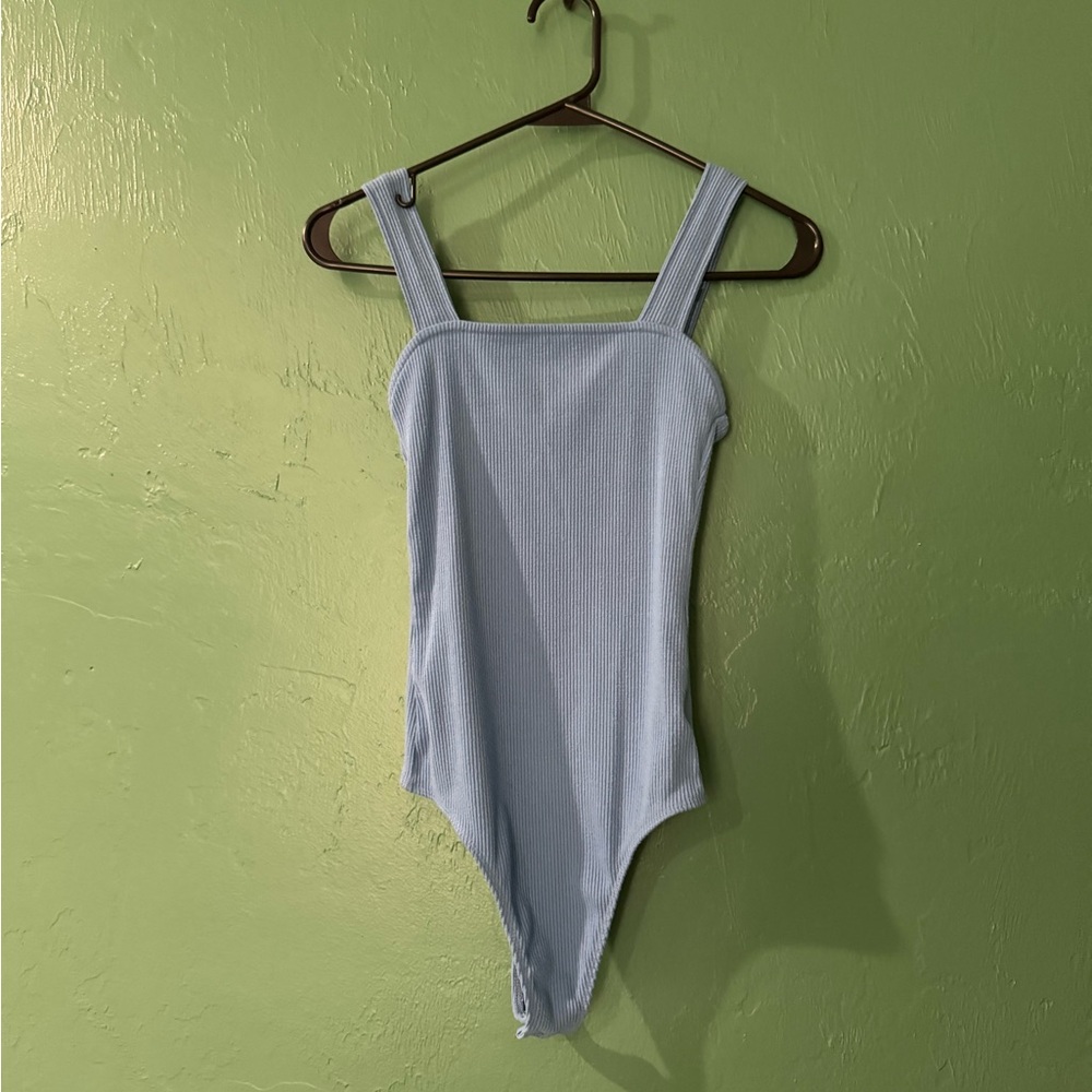 Light Blue Ribbed Bodysuit